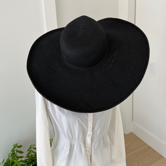 ❤️HOST PICK❤️ NINE WEST Glam Very Wide Brim Black Sun Hat - Picture 3 of 15